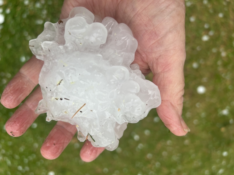 Tornado touched down in Linton, hail elsewhere