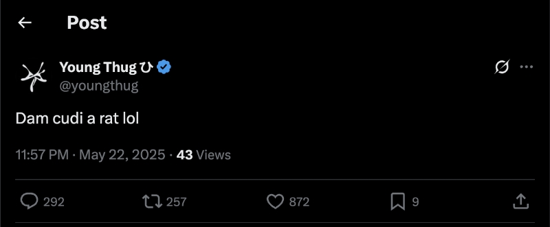 Young Thug Calls Kid Cudi A "Rat" In Lightning Fast Tweet-And-Delete