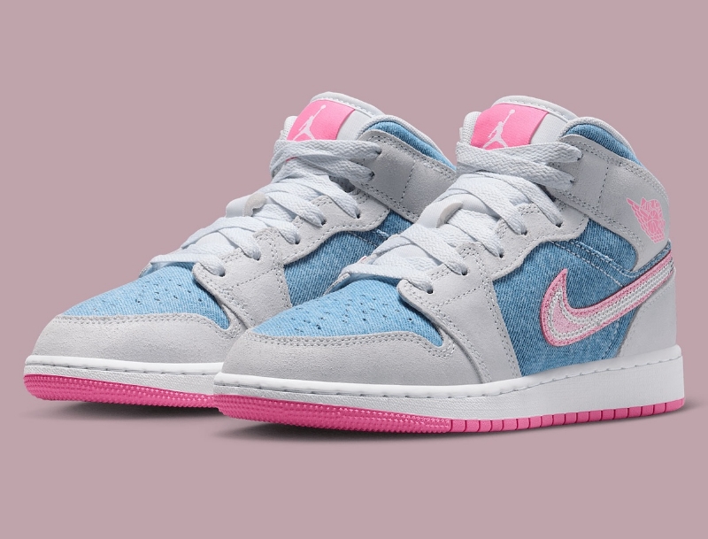 The Air Jordan 1 Mid GS "Denim Sequin" Brings Back Vintage Denim Vibe