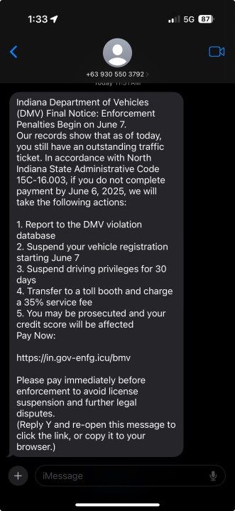 Alleged text scam urges Indiana users to pay outstanding traffic tickets