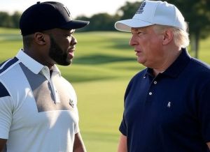 50 Cent Jabs at Elon's Black Eye While Sliding For Trump in Golf Course Meme