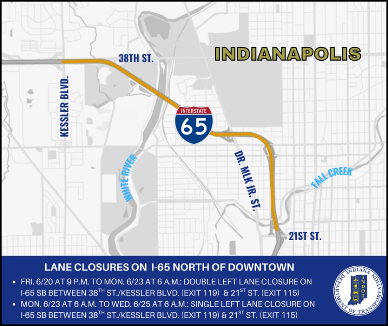 Watch for lane and ramp closures on I-65, I-465