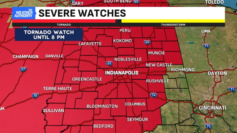 NWS: Tornado watch issued for majority of Indiana