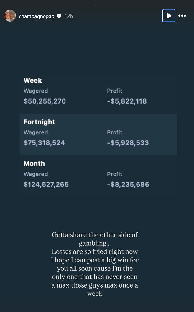 Drake Reveals The Shocking Amount He's Lost On Sports Betting