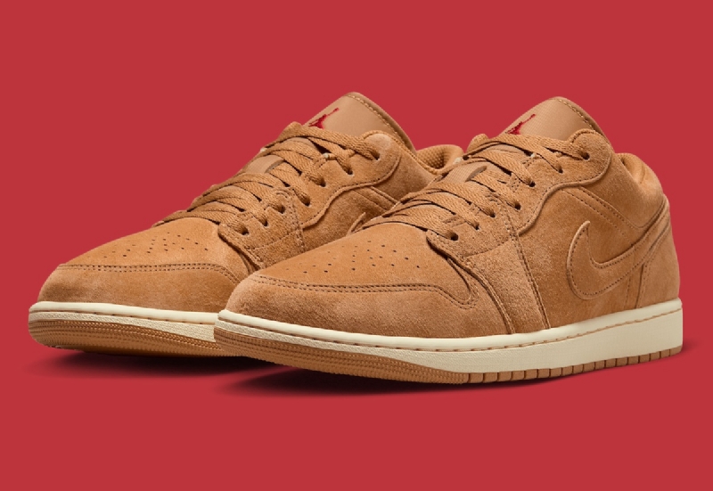 A Suede Switch-Up On The Air Jordan 1 Low "Flax"
