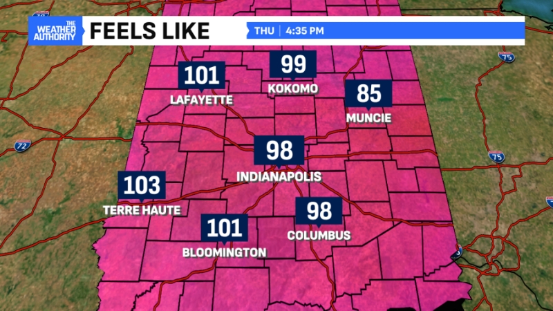 Heat wave marches on with daily storm chances in central Indiana