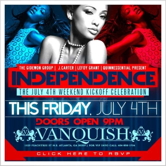 4th of july kick off this friday july 4th vanquish lounge atlanta club flyer