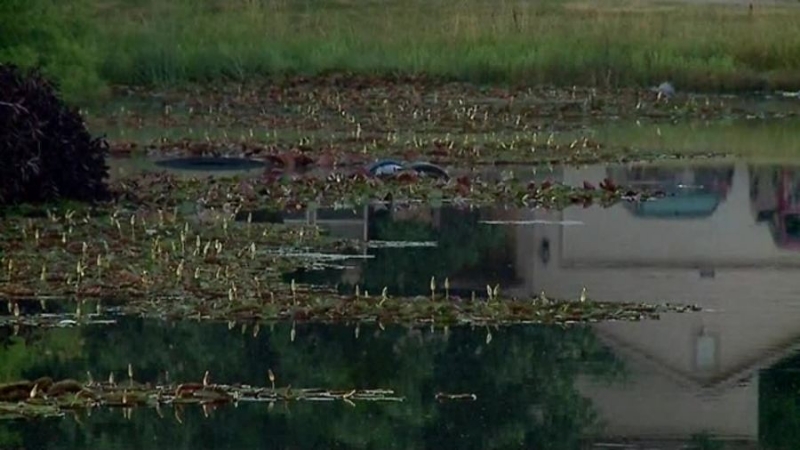 Crews respond after car found submerged in west side pond