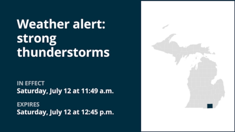 Thunderstorms with pea-sized hail in Lenawee County Saturday