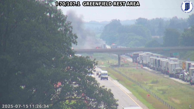 INDOT: Portion of I-70 eastbound closed after crash caused semi truck fire