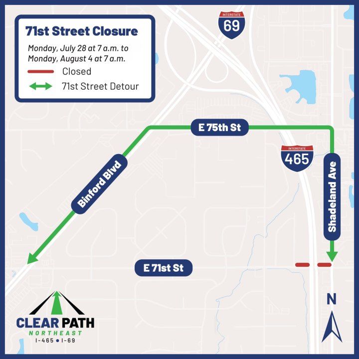 71st Street to close for old 465 bridge demolition