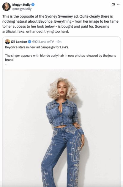 Beyoncé Trashed As "Fake" & "Enhanced" By Conservative Host In Sydney Sweeney Comparison
