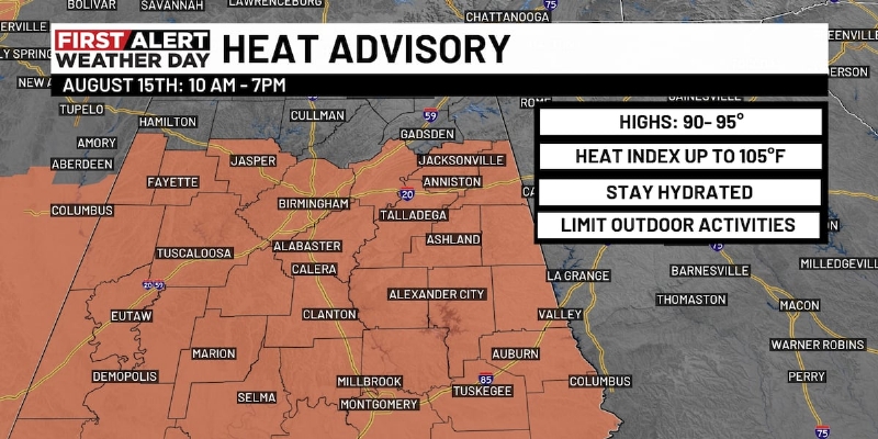 First Alert Weather Day: Heat Advisory in effect starting at 10 a.m.