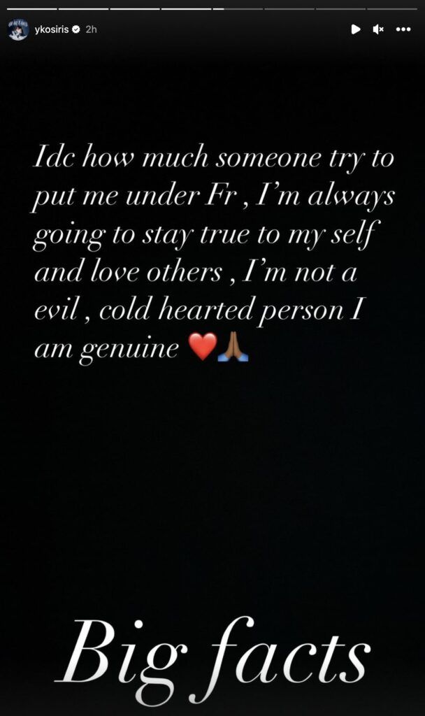 YK Osiris' Instagram Story Shares Reflective Message: "I Am Genuine"