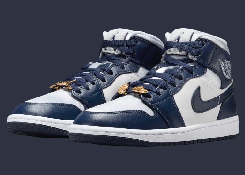Air Jordan 1 Mid "Football Grey/Midnight Navy" Gets Official Images
