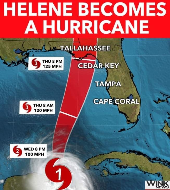 #BREAKING: Helene strengthens into a hurricane, 5th of the Atlantic Hurricane Season.