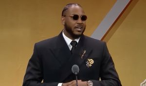 Carmelo Anthony Gets Emotional While Celebrating Hall Of Fame Induction