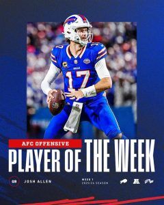 Josh Allen, Foyesade Oluokun and Chris Boswell Named AFC Players of the Week