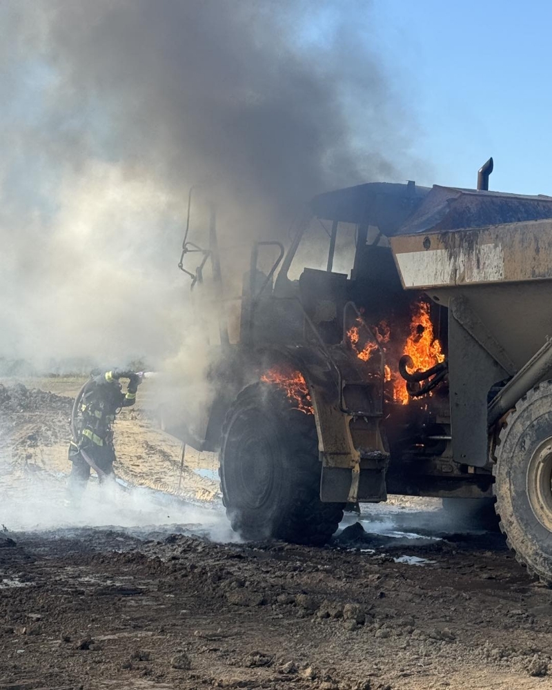 Dump truck catches fire in Greenfield