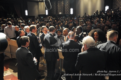President Barack Obama greeting guests