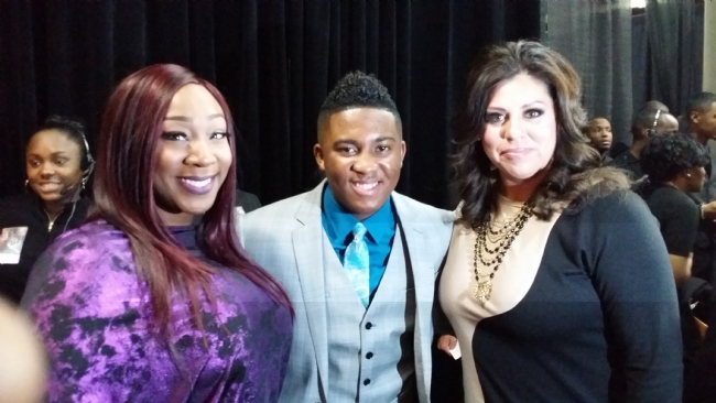 BET'S Finalist Danetra Moore, Joshua Rogers and Andrea Helms share a moment backstage