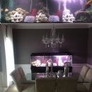Dining room after with new crystal chandelier