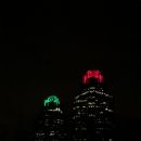 His and Hers buildings downtown. Red and green for Xmas!