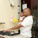 How many DJ's you know that can mix and handle a child at the same time ?