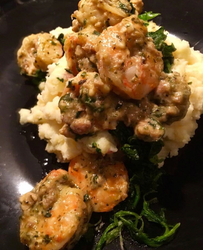 Smothered Seafood Mashed Potatoes!
