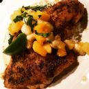 Jerked RockFish over Coconut Rice w/ Mango, Banana, Pineapple #Salsa.