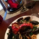 Mussels, and Lobster tossed in Chateau Saint Michelle Chardonnay