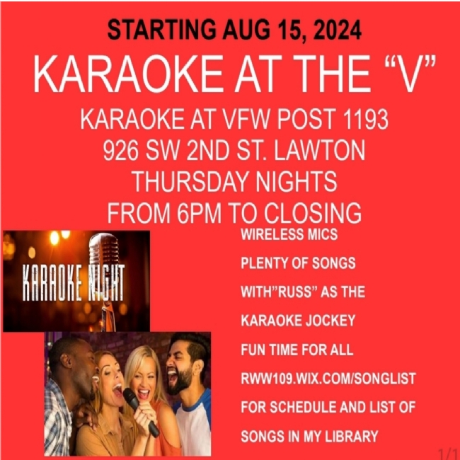 VFW Post 1193 Presents Karaoke At The "V"