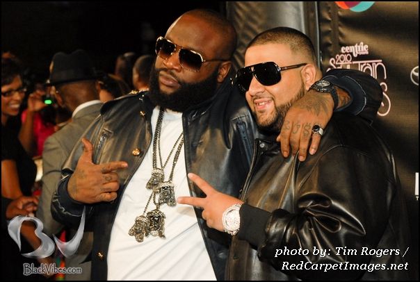 Rick Ross and DJ Khaled pose on the red carpet at the 2010 Soul Train Awards