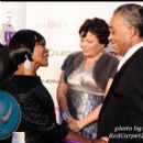 Honoree Cicely Tyson greets Rev Al Sharpton while Jamie Foxx and BET CEO Debra Lee look on