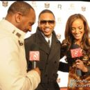 Singer Trey Songz interviews on the red carpet of the NFL Players Party.  He also performed at the party.