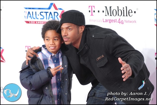 Actor Marlon Wayans brings his son out to the 2011 NBA Allstar Game in Los Angeles