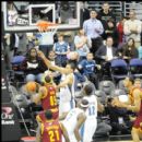 Cavaliers Baron Davis goes for the layup against Wizards JaVale McGee
