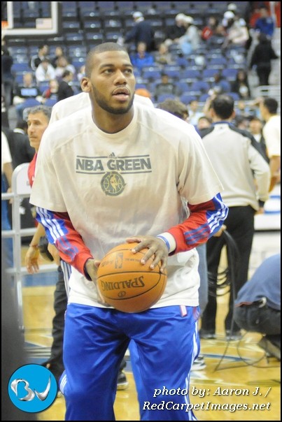 Pistons Greg Monroe in pre game warmups