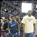 Wizards John Wall and Andray Blatche before the game