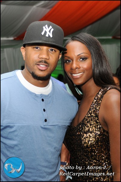 The Game's Hosea Chanchez and Tika Sumpter pose together in one of the V.I.P. Lounges at the Superdome