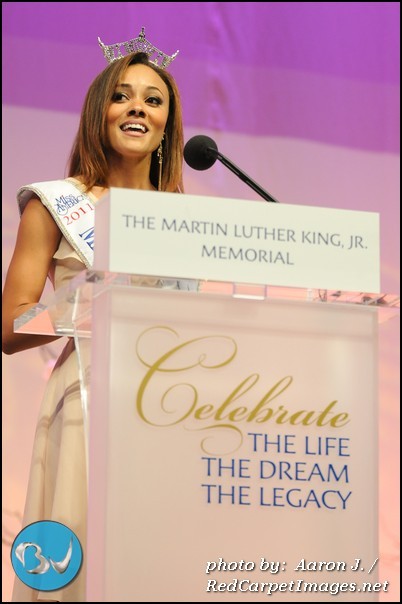 Miss DC gives remarks at the luncheon