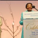 Christine King Farris (Sister of Dr. Martin Luther King Jr) gives remarks while Bernice King looks on