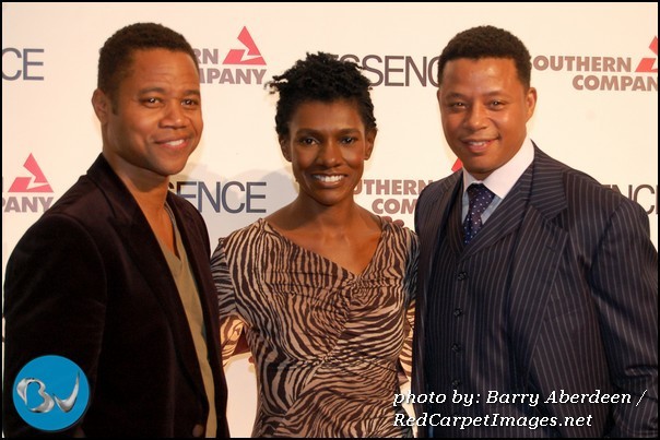 Actors Cuba Gooding Jr and Terrence Howard with Essence Editor in Chief Constance White
