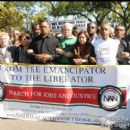 Jesse Jackson, Rev Al Sharpton, US Sec of Labor Hilda Solis and others lead the N.A.N.'s march for jobs in Wash DC