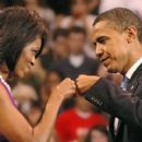 President and First Lady Obama do the fist-bump