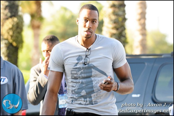 Dwight Howard arrives to the 2012 celebrity game