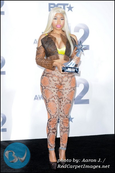 Nicki Minaj receives an award for Best Female Hip Hop Artist at the 2012 BET Awards