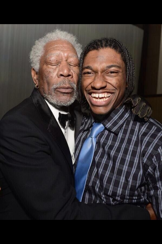 Morgan Freeman and Washington Redskins quarterback Robert Griffin III