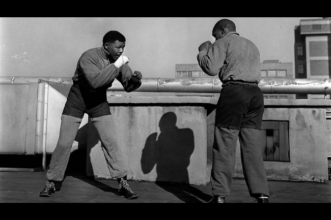 A young Nelson Mandela sparring